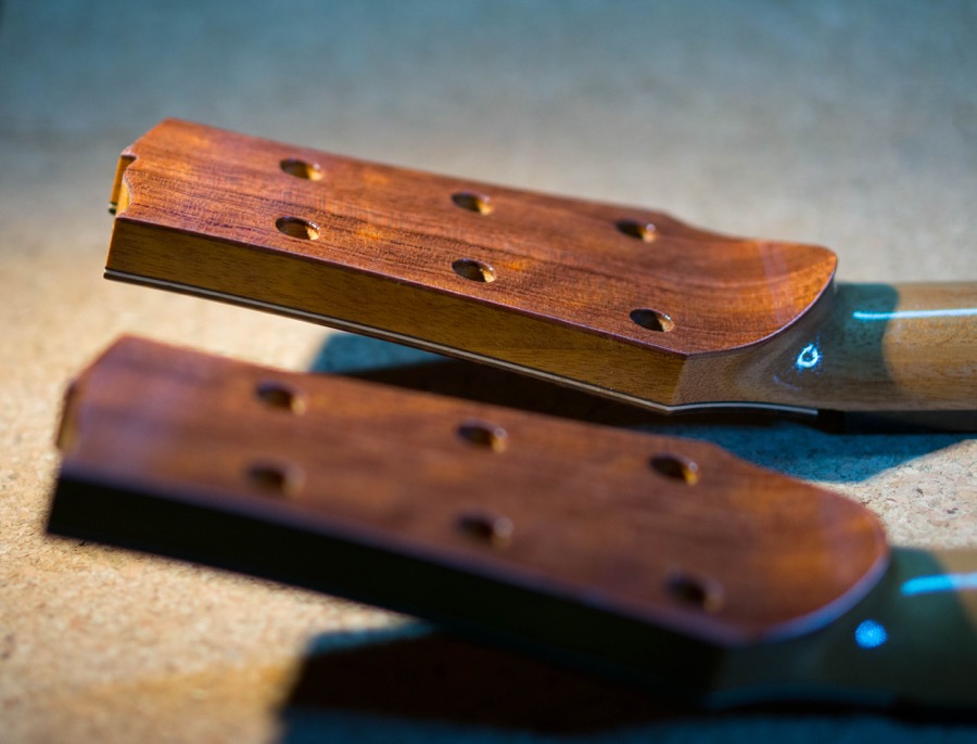 Headstocks with neck volute detail