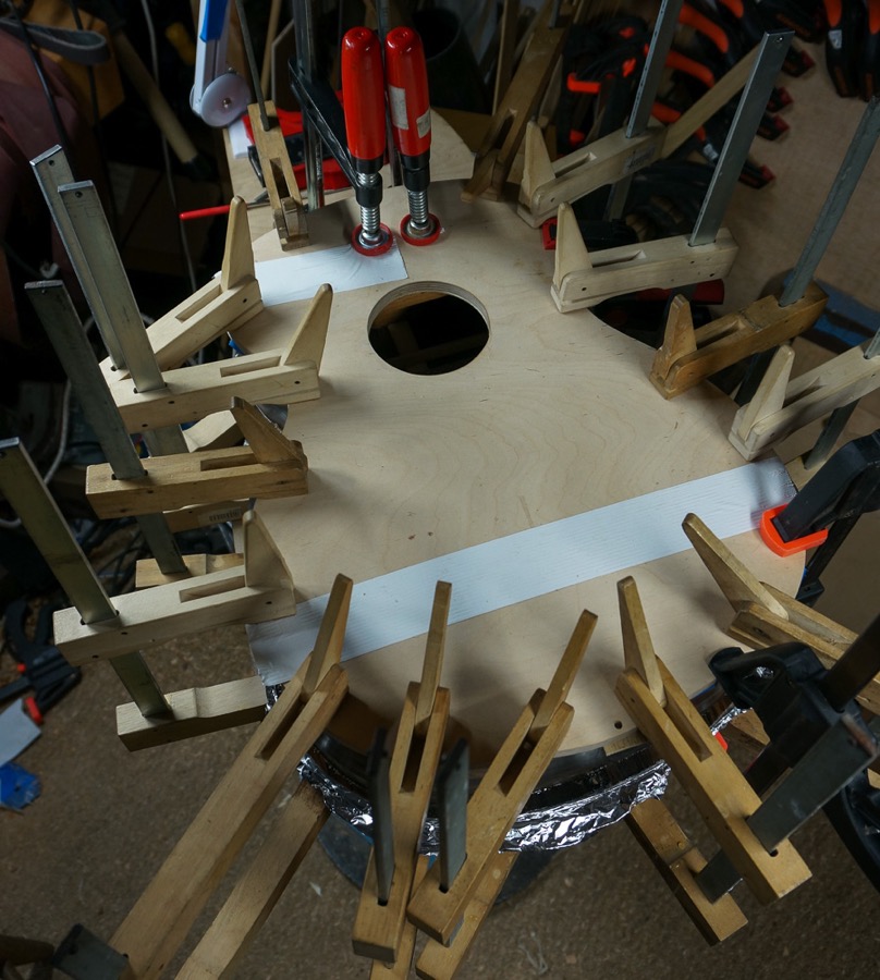 Back glued on, all clamped up. Top up so glue doesn't rundown the sides.jpg