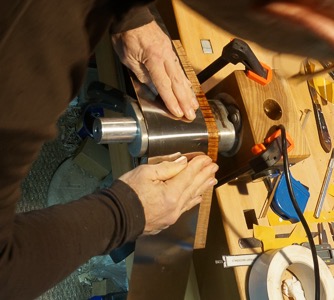 Steam bending highly figured koa for headstock volute_.jpg