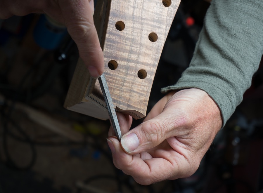 Bevelling the edge of the headstock back.jpg