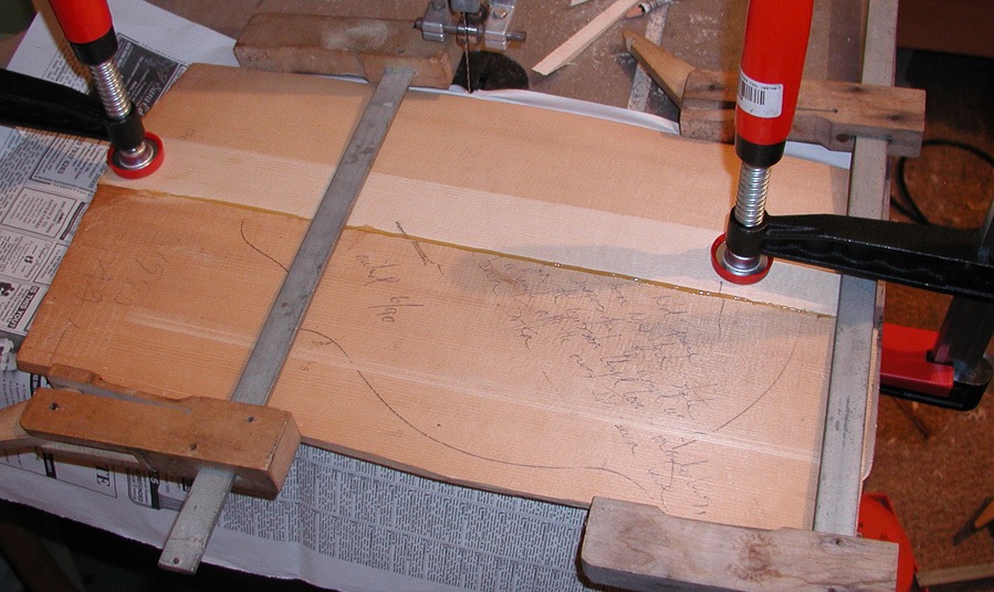 Some 25 year old Adirondac spruce glued up.jpg