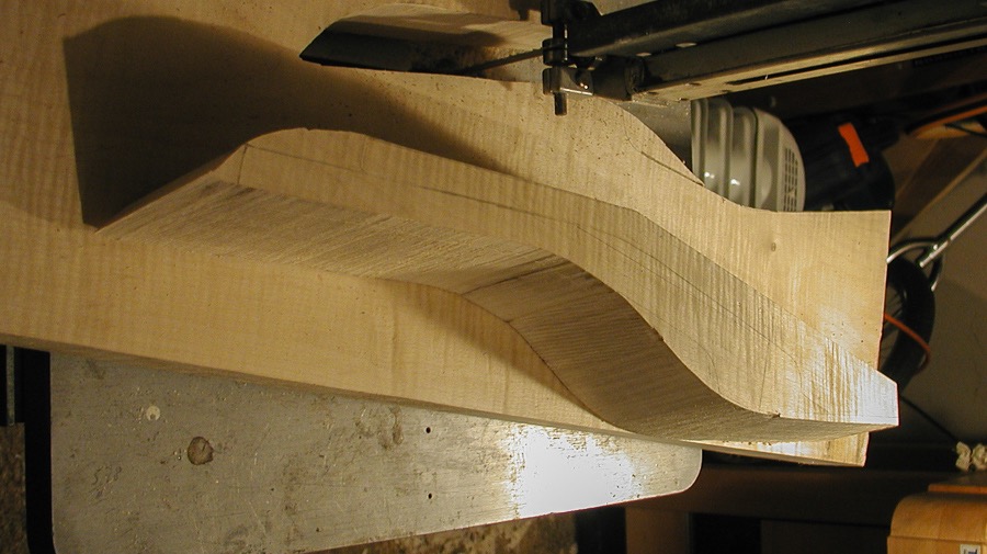 Cutting an f4 and f5 neck out of nice figured sycamore.jpg